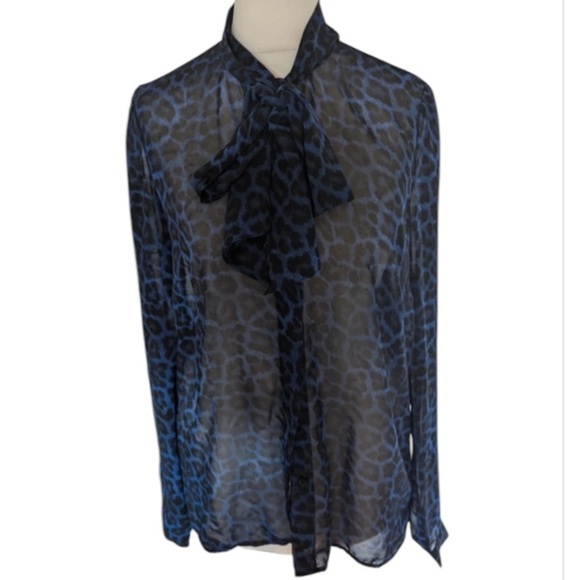 Michael Michael Kors Sheer Blue Cheater Print Sz M Women - Picture 2 of 7